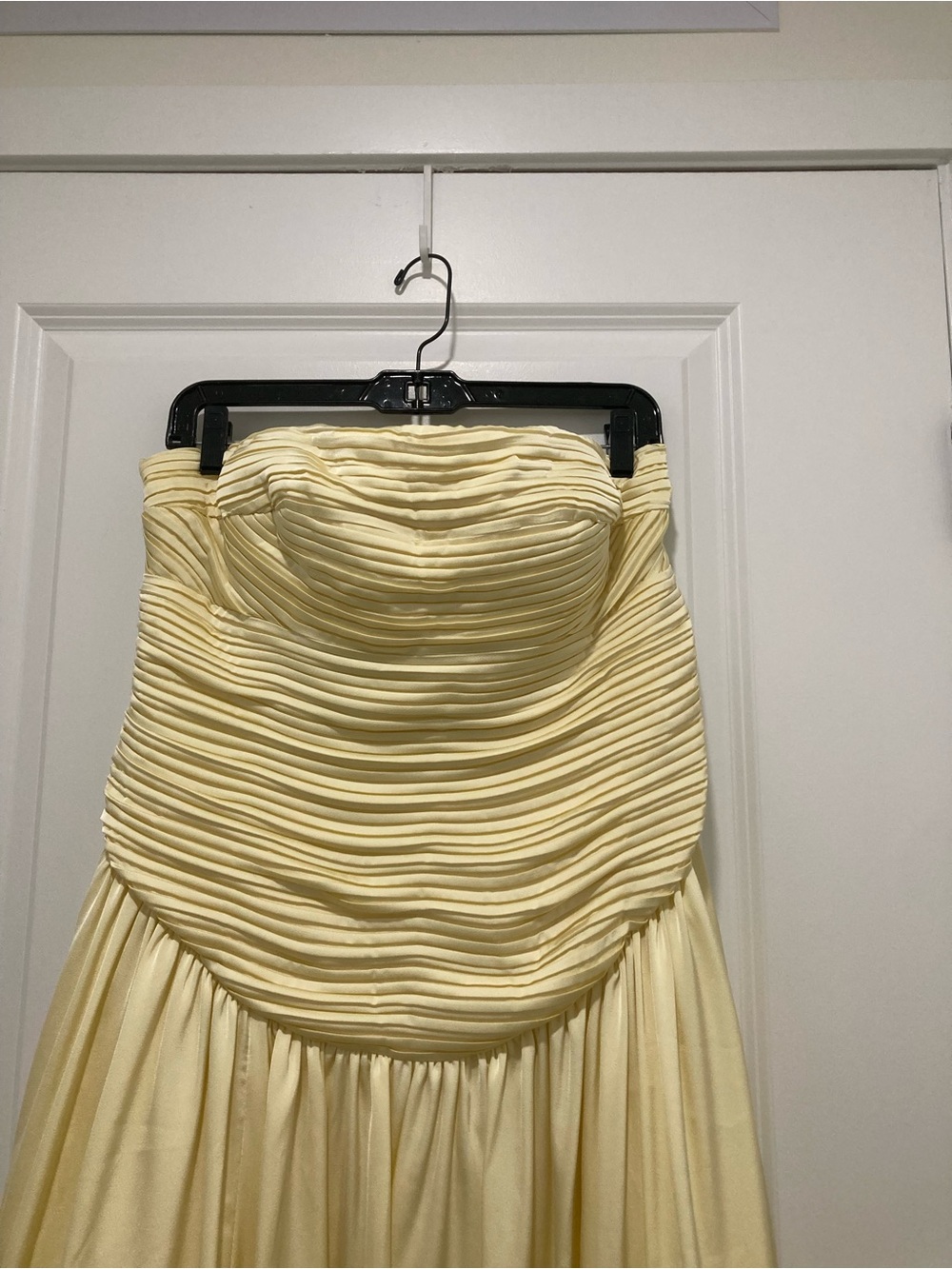 Azazie Strapless Pleated Light Yellow Formal Gown
